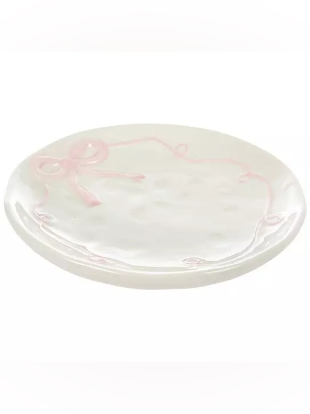 (2) Pink Bow Ceramic Trinket Dish
